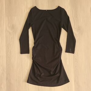 Jarbo Long Sleeve Ruched Mini Dress Black Small Jersey Stretchy Fitted Comfy